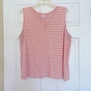 Linen Tank Top Sleeveless Pink Women’s Stripes